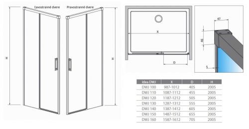 Radaway Idea DWJ 100 L zuhanyajtó (387014-01-01L)