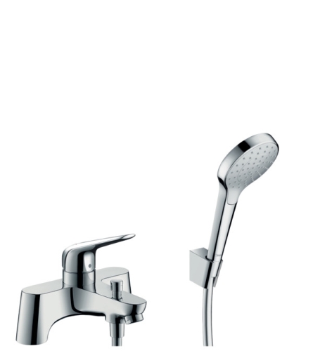 Hansgrohe Novus 2-lyukú peremre szerelhető kádcsaptelep, váltóval és Croma Select 1jet zuhannyal 71044000