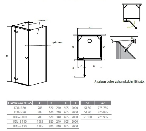 Radaway Fuenta New KDJ+S 110 J zuhanyajtó (384023-01R)