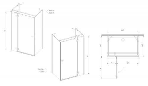 Radaway Fuenta New KDJ+S 120 J zuhanyajtó (384024-01R)