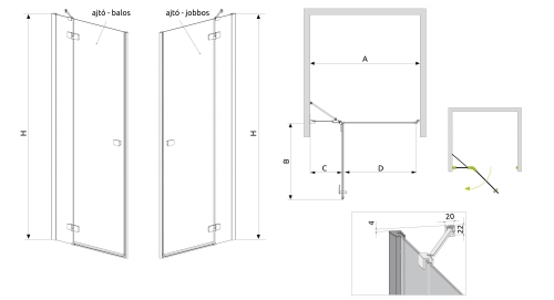 Radaway Fuenta New DWJ 120 J zuhanyajtó (384016-01-01R)