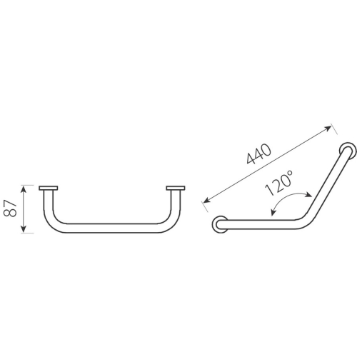 Ferro Ívelt kapaszkodó fürdőkádhoz, 44 cm AC25