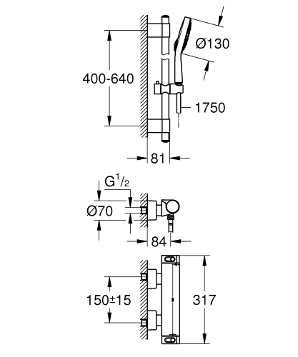 Grohe Grohtherm 2000 termosztátos zuhanycsaptelep zuhanyszettel 34281001