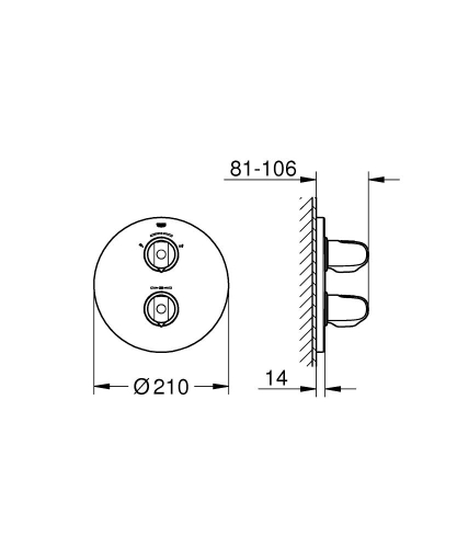 Grohe Grohtherm 1000 falsík alatti termosztátos kád csaptelep beépített 2-utas váltóval 19986000