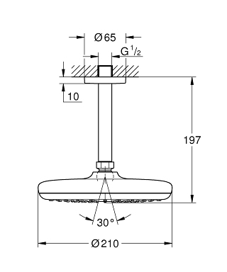 Grohe New Tempesta 210 fejzuhany zuhanykarral 9,5 liter/perc 26414000