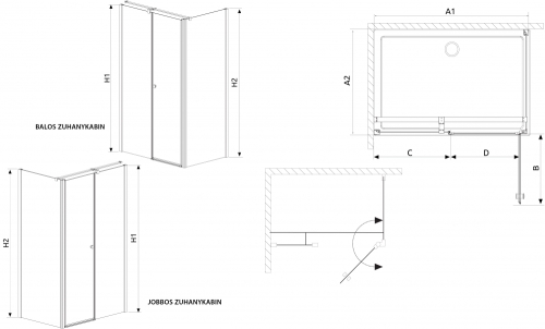 Radaway Eos II S1 100 J zuhany oldalfal (3799412-01R)