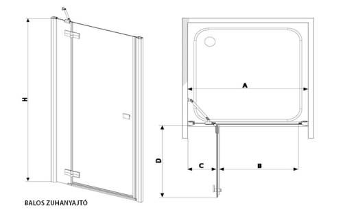 Radaway Almatea DWJ 130 B zuhanyajtó (31403-01-01N)