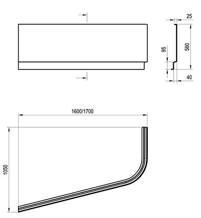 Ravak CHROME 160-as aszimmetrikus kádhoz előlap, jobbos CZA6100A00