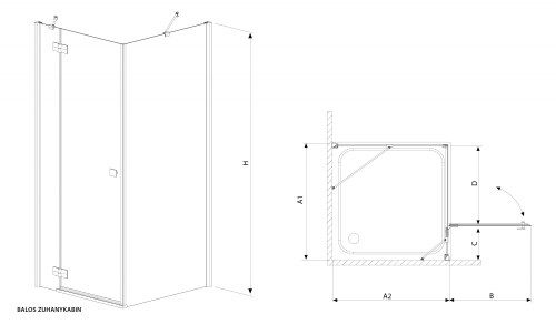 Radaway Almatea KDJ 100 B × 80 zuhanykabin (32142-01-01NL)