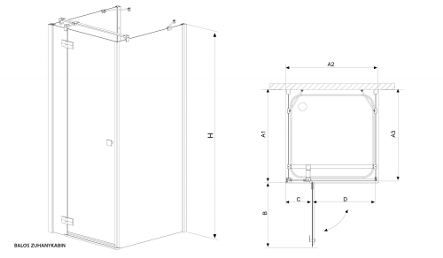 Radaway Almatea KDJ+S 90×120 B×90 zuhanykabin (31553-01-01L1)
