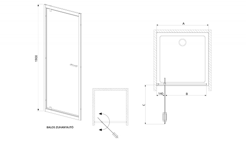 Radaway Twist DW 100 zuhanyajtó (382003-01)
