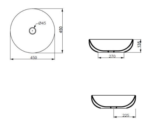 GSG Ceramic Easy Ø45 cm ráültethető mosdó
