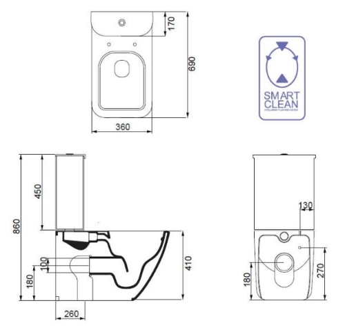GSG Ceramic Brio monoblokkos wc slim ülökével