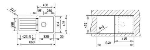 Teka Kea 45 B TG gránit mosogató, Carbon 40143345