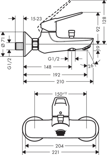 Hansgrohe Novus Loop kádtöltő csaptelep 71340000
