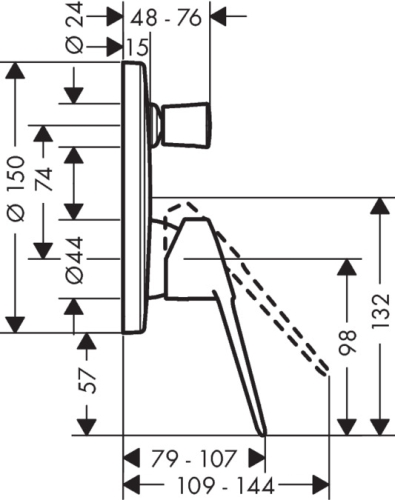 Hansgrohe Novus Loop falsík alatti kádtöltő csaptelep 71345000