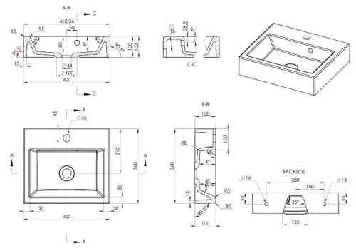Sapho ORINOKO 42x36cm mosdó OR042