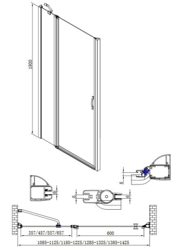 Sapho GELCO ONE osztott zuhanyajtó 140 cm GO4414D