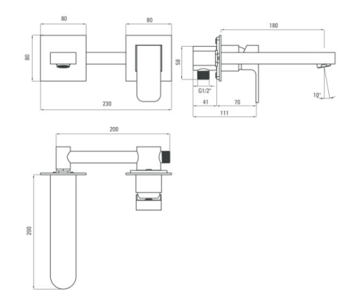 Deante Azalia fali mosdó csaptelep BDA 054L (K)