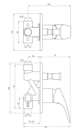 Deante Cynia falsík alatti kád- zuhany csaptelep BCY 044P (K)
