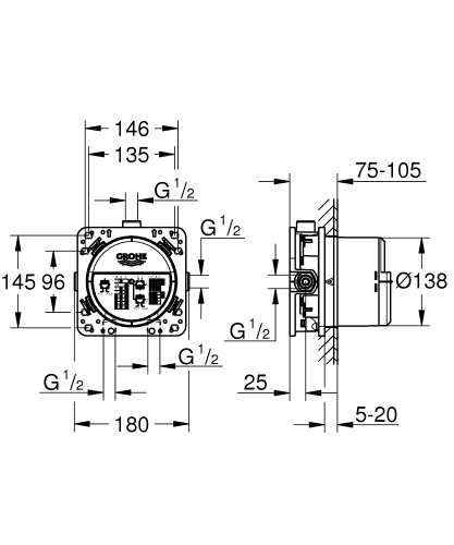 Grohe Grohtherm SmartControl termosztátos színkészlet beépítőtesttel SZP-GR9 (29121000, 35600000)