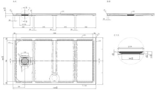 Marmy Dolomite öntött márvány zuhanytálca 80x140 cm, matt bézs 80 7641 80 14 55
