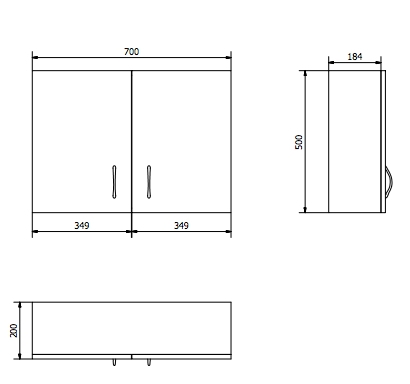AQUALINE KERAMIA FRESH felsőszekrény 70x50x20cm, fehér (52362)