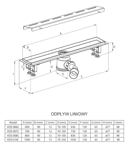 Deante alacsony zuhanyfolyóka szigetelőgallérral, mintás fedlappal KOS 010C