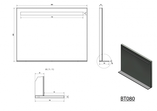 Sapho BRETO LED tükör, 800x608mm (BT080)