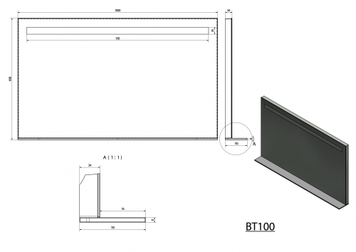 Sapho BRETO LED tükör, 1000x608mm (BT100)