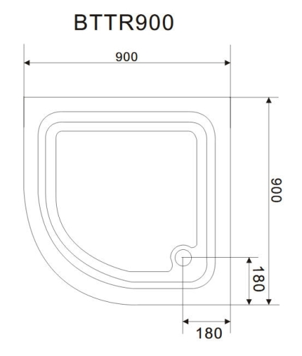 AQUALINE AMICA Íves zuhanytálca, 90x90x15 cm, R55 (C90 helyett) (BTTR90)