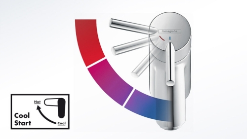 Hansgrohe Logis E egykaros mosdócsaptelep 70 CoolStart automata lefolyó-garnitúrával 71164000
