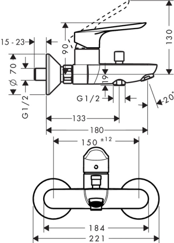 Hansgrohe Logis E egykaros kádcsaptelep 71403000