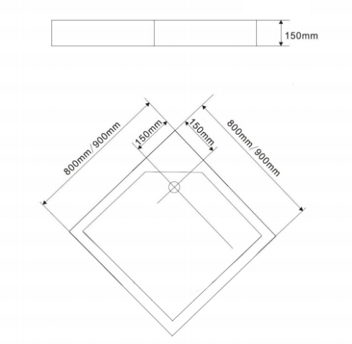 AQUALINE 90x90x15cm Önhordó zuhanytálca szifonnal (BTTQ90)
