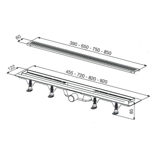 Vicario zuhanyfolyóka KRÓM színű ráccsal (DP-400-DS1)