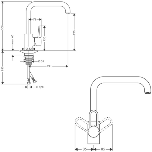 Hansgrohe AXOR Uno Egykaros konyhai csaptelep 14850000