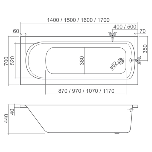 Roltechnik Vanessa Neo 70 oldallap szögletes akril kádhoz (8930002)
