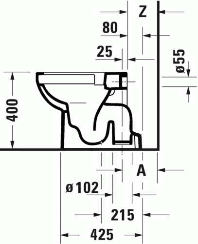 Duravit Durastyle Basic perem nélküli álló wc WonderGliss felülettel (21840100001)