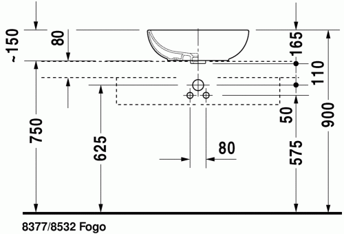 Duravit Bathroom_Foster 49,5x35 cm-es ráültethető mosdó WonderGliss felülettel (03355000001)