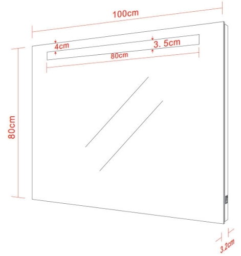 AQUALINE 100x80cm LED tükör világítással, billenő kapcsolóval (ATH54)