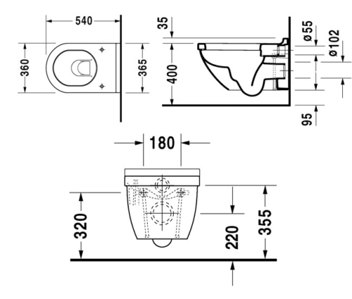 Duravit Starck 3 fali wc WonderGliss felülettel 22250900001