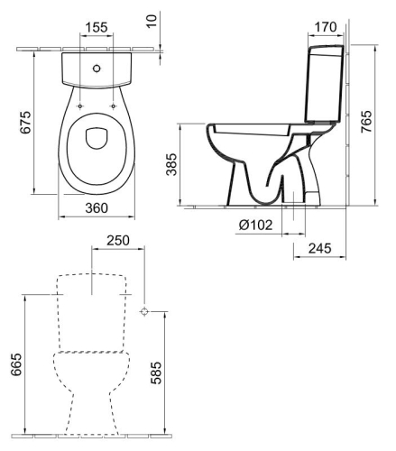 Alföldi Saval 2.0 Mélyöblítésű monoblokk WC alsó rész, alsós (tartály nélkül) 7092 09 01