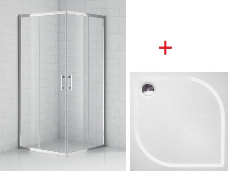 Roltechnik OBS2 80x80 cm szögletes zuhanykabin öntött márvány zuhanytálcával (brillant, transparent, 810-0000050-00-02)