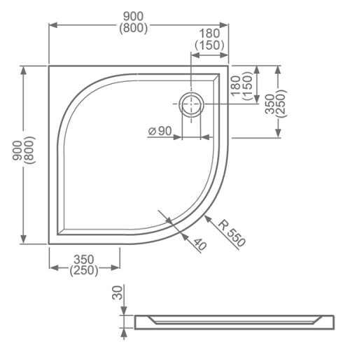 Roltechnik OBR2 90x90 cm negyedköríves zuhanykabin öntött márvány zuhanytálcával (brillant, transparent, 810-0000049-00-02)