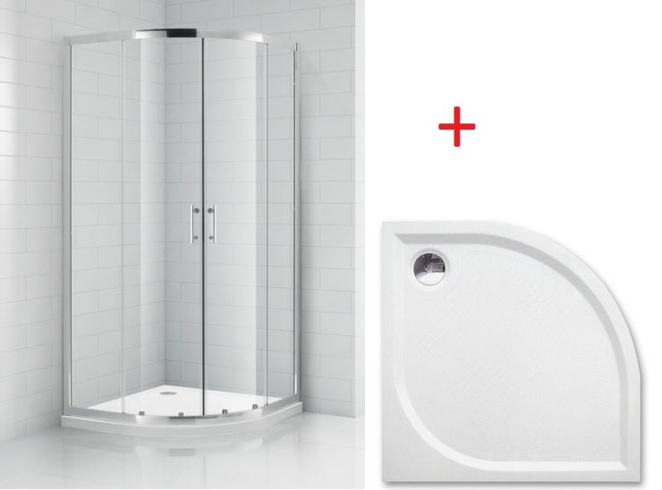 Roltechnik OBR2 90x90 cm negyedköríves zuhanykabin öntött márvány zuhanytálcával (brillant, transparent, 810-0000049-00-02)