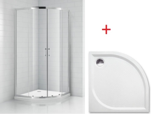 Roltechnik OBR2 90x90 cm negyedköríves zuhanykabin öntött márvány zuhanytálcával (brillant, transparent, 810-0000049-00-02)