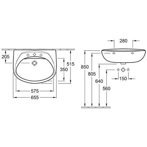 Villeroy & Boch Omnia Classic 65,5x51,5 cm mosdó 7122 65 01