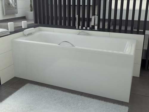Besco TALIA PREMIUM 160x75 cm egyenes kád fejpárnával és kapaszkodóval, fehér WAT-160-PKP