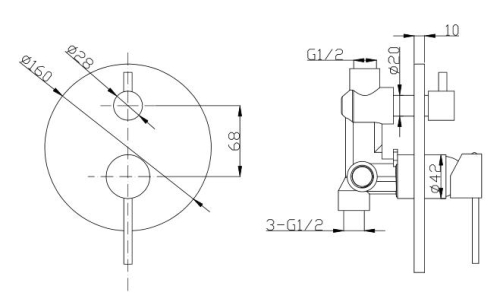 Sapho LUKA 2-irányú falba süllyesztett csaptelep, króm LK43