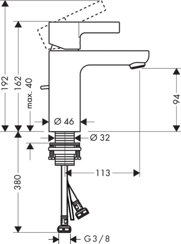 Hansgrohe Metris S egykaros mosdócsaptelep lefolyógarnitúrával 2 l/perc 31016000